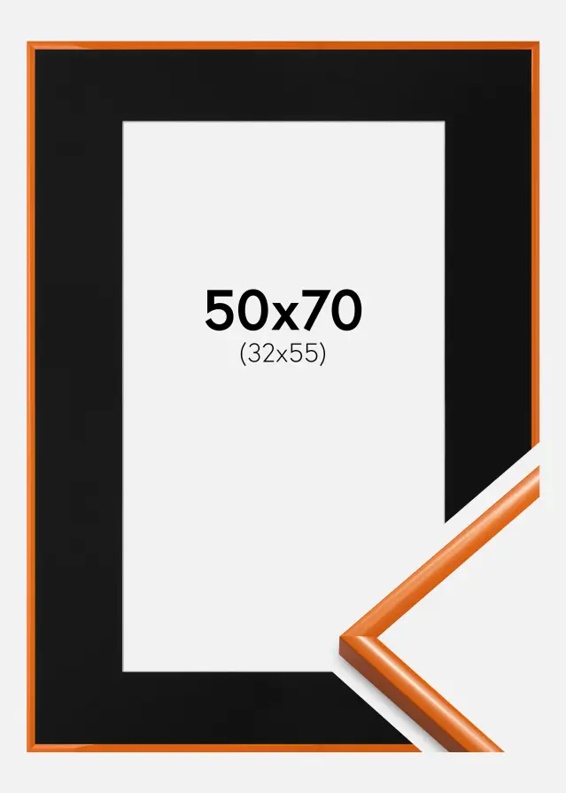 Rėmas New Lifestyle Šviesiai oranžinis 50x70 cm - Paspartu Juodas 33x56 cm
