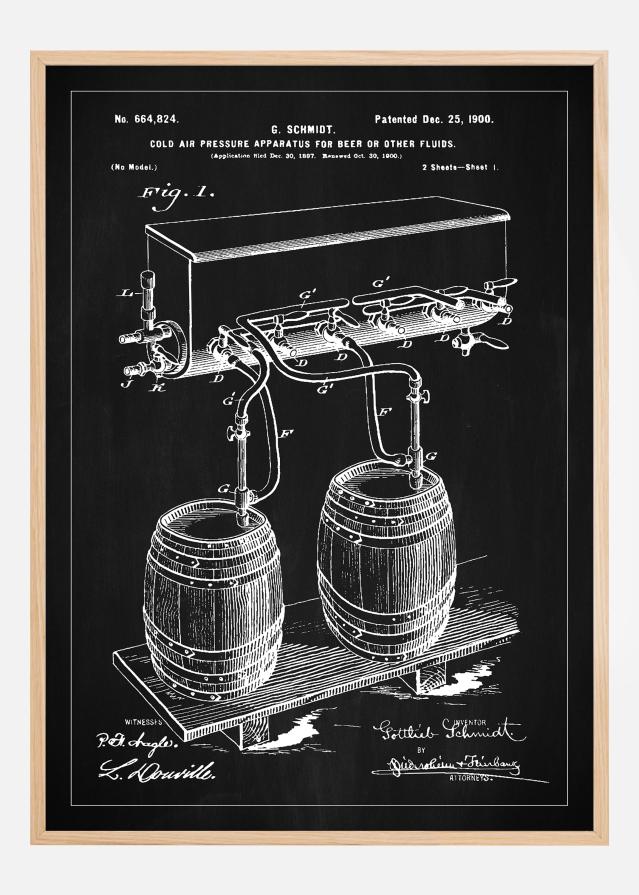 Patent Print - Beer Kegs - Black Įrašai