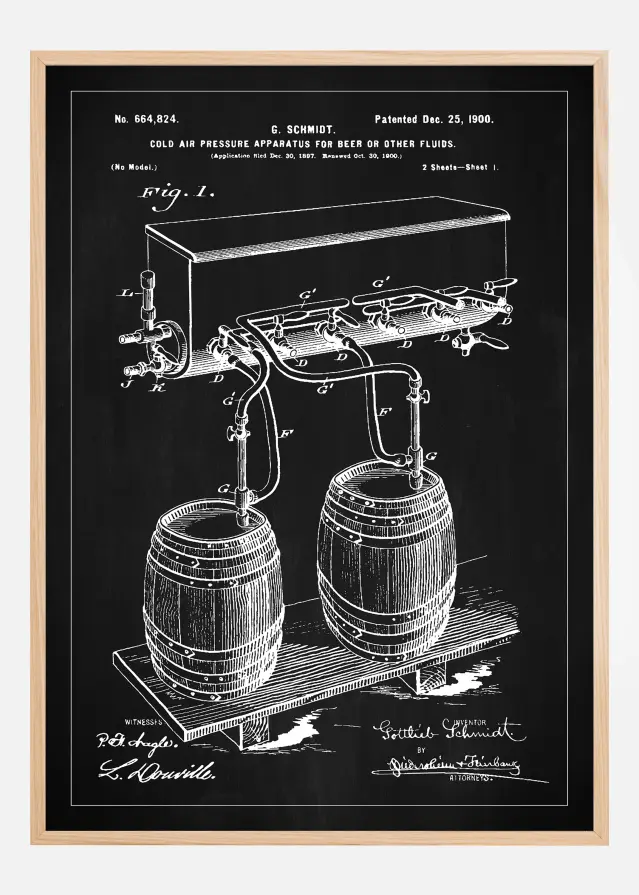 Patent Print - Beer Kegs - Black Įrašai