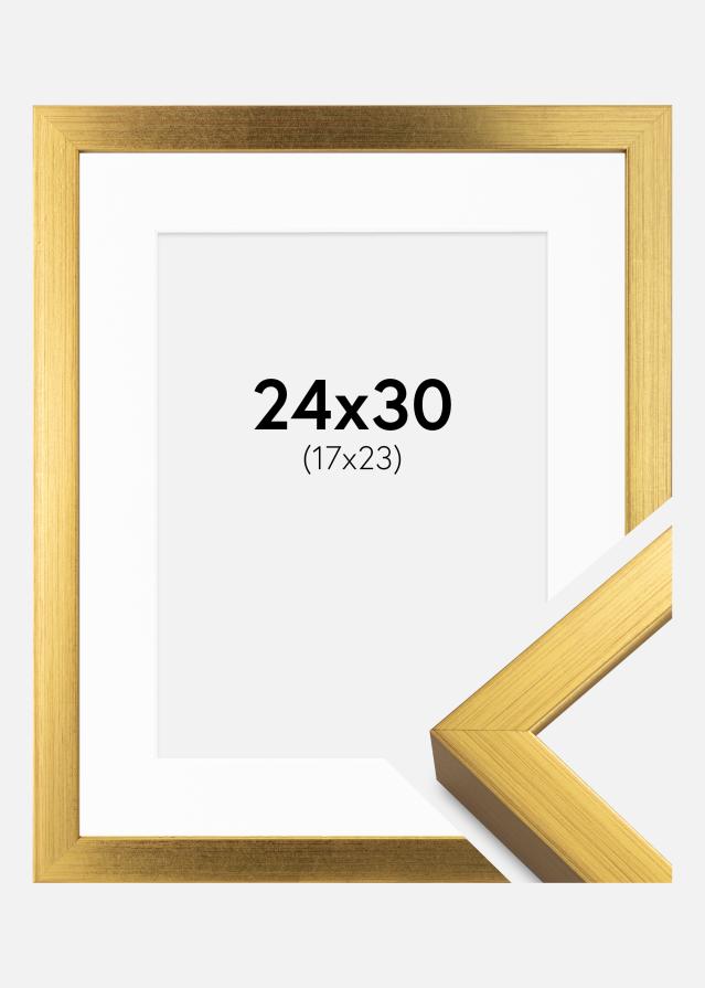 Rėmas Falun Auksas 24x30 cm - Paspartu Baltas 18x24 cm