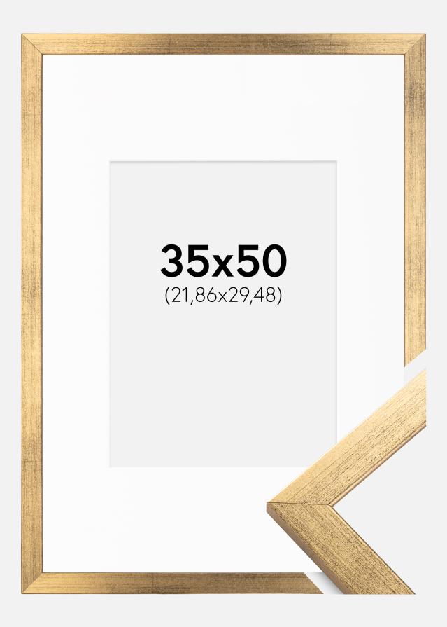 Rėmas Stilingas Auksas 35x50 cm - Paspartu Baltas 9x12 inches