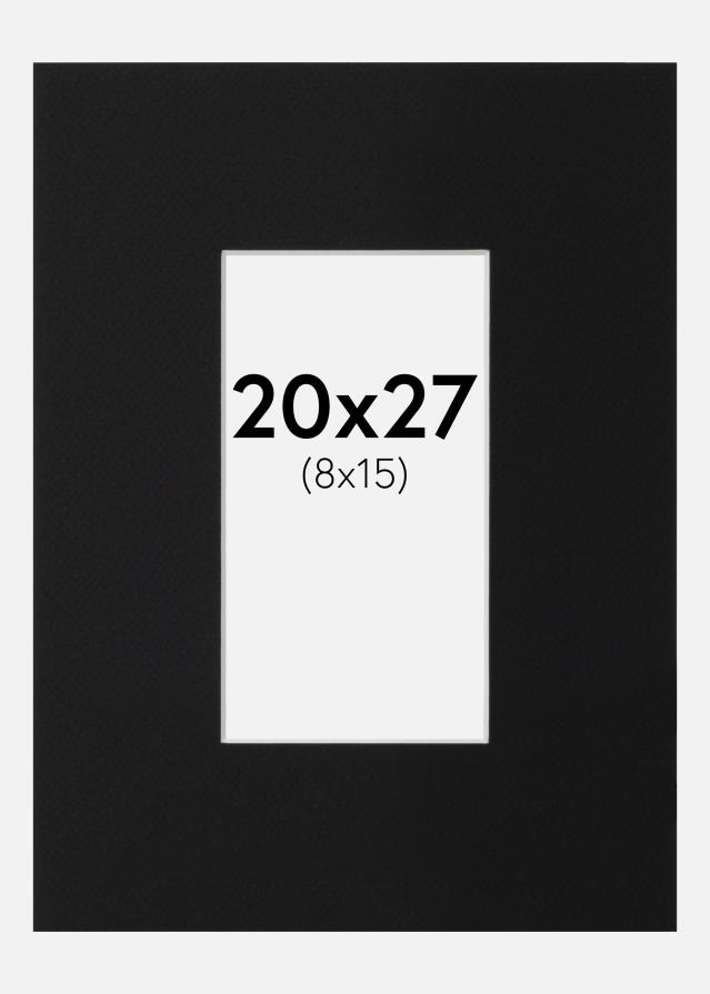 Paspartu Juodas Standartas (Balta Šerdis) 20x27 cm (8x15)