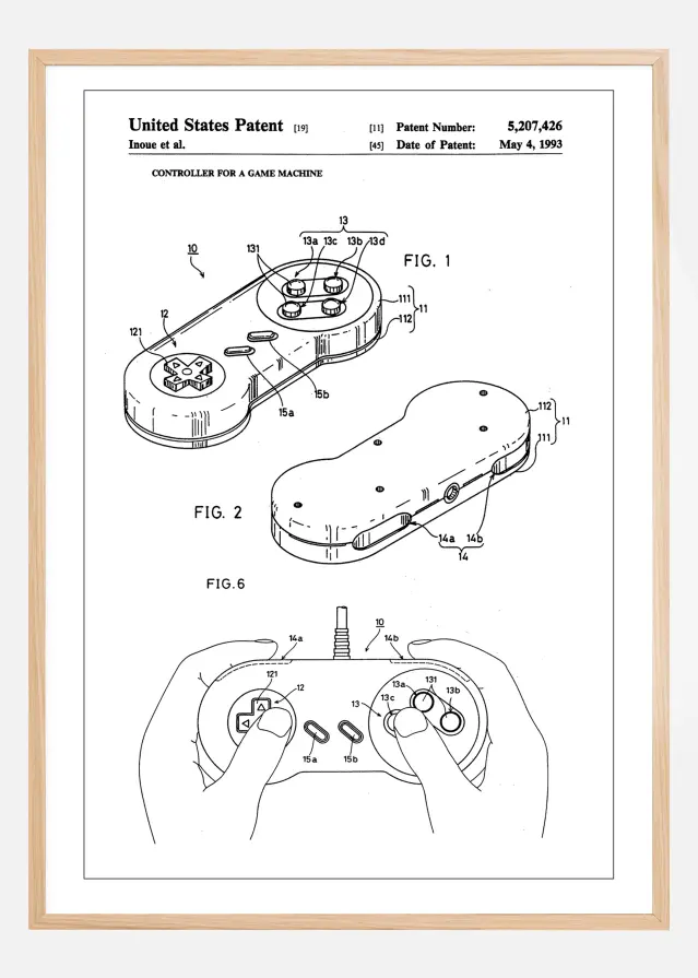 Patent Print - Game Controller I - White Įrašai