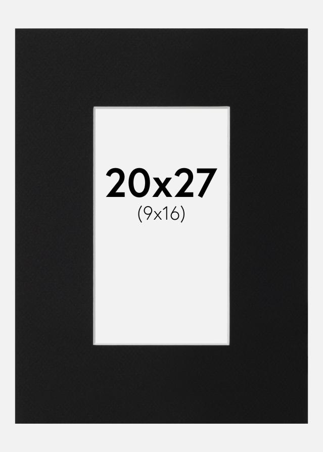 Paspartu Juodas Standartas (Balta Šerdis) 20x27 cm (9x16)