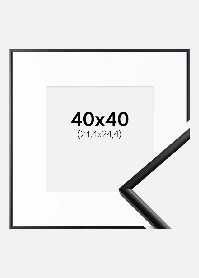 Rėmas New Lifestyle Matinis juodas 40x40 cm - Paspartu Baltas 10x10 inches