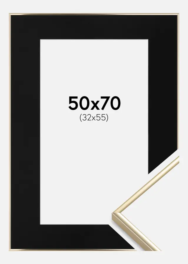 Rėmas Visby Blizgus auksinis 50x70 cm - Paspartu Juodas 33x56 cm