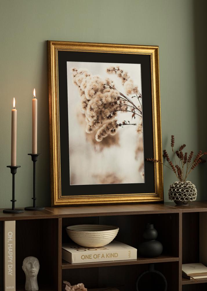 Rėmas Rokoko Auksas 30x40 cm - Paspartu Juodas 21x29,7 cm (A4)