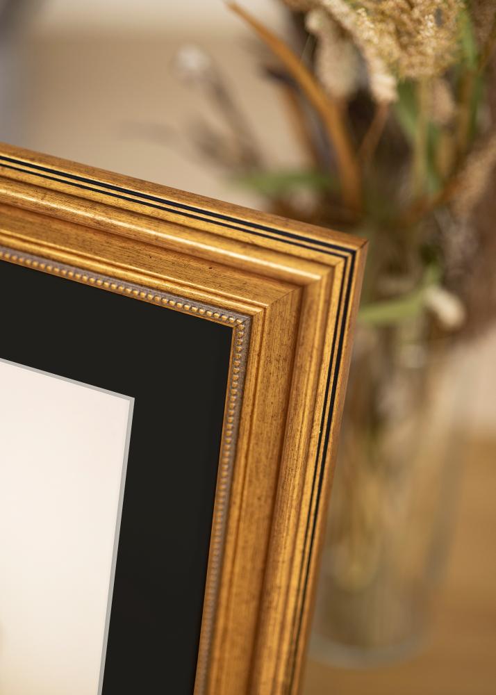 Rėmas Rokoko Auksas 30x40 cm - Paspartu Juodas 21x29,7 cm (A4)