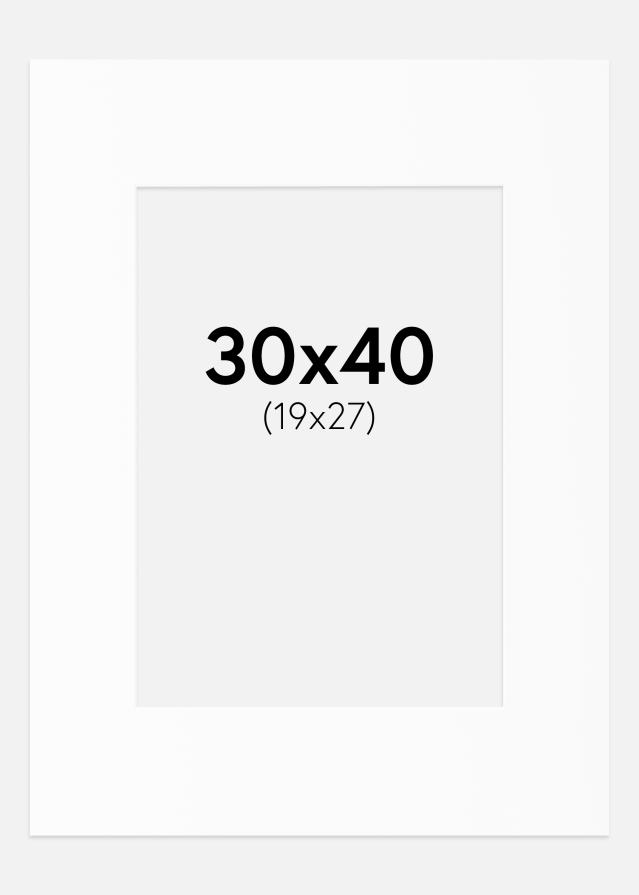 Paspartu Baltas Standartas Balta šerdis 30x40 cm (19x27)