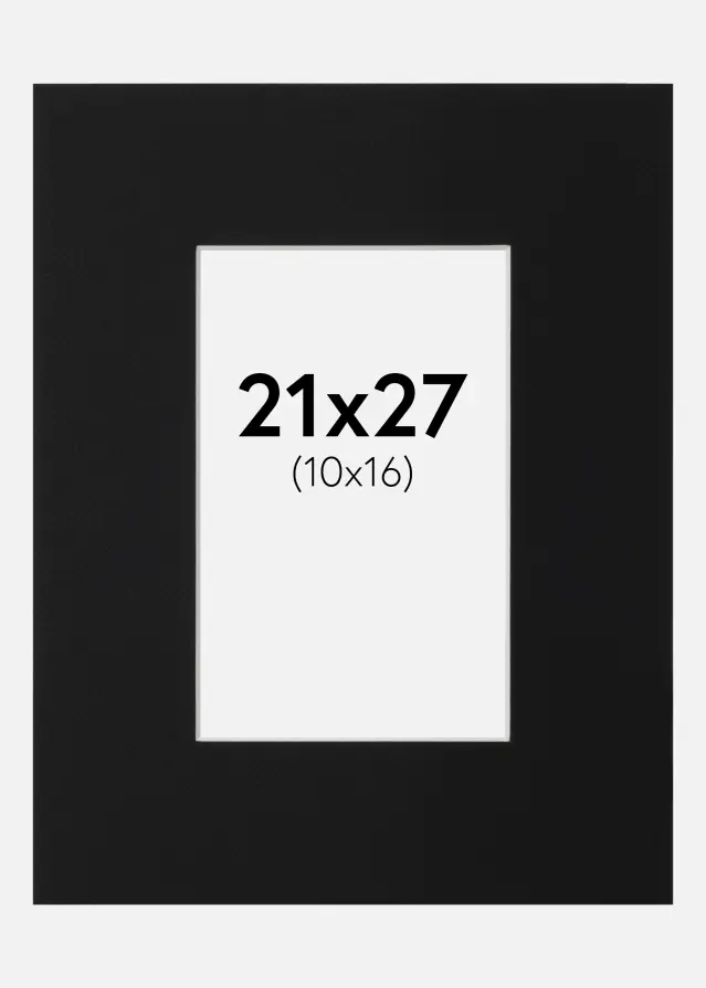 Paspartu Juodas Standartas (Balta Šerdis) 21x27 cm (10x16)