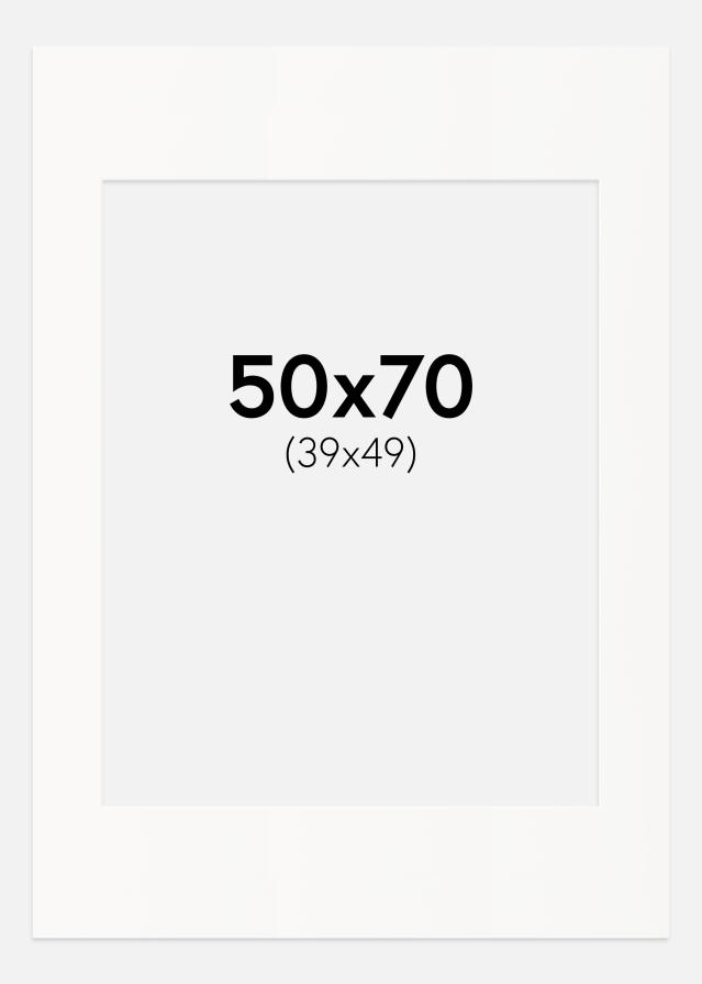 Paspartu Beveik baltas Balta šerdis 50x70 cm (39x49)