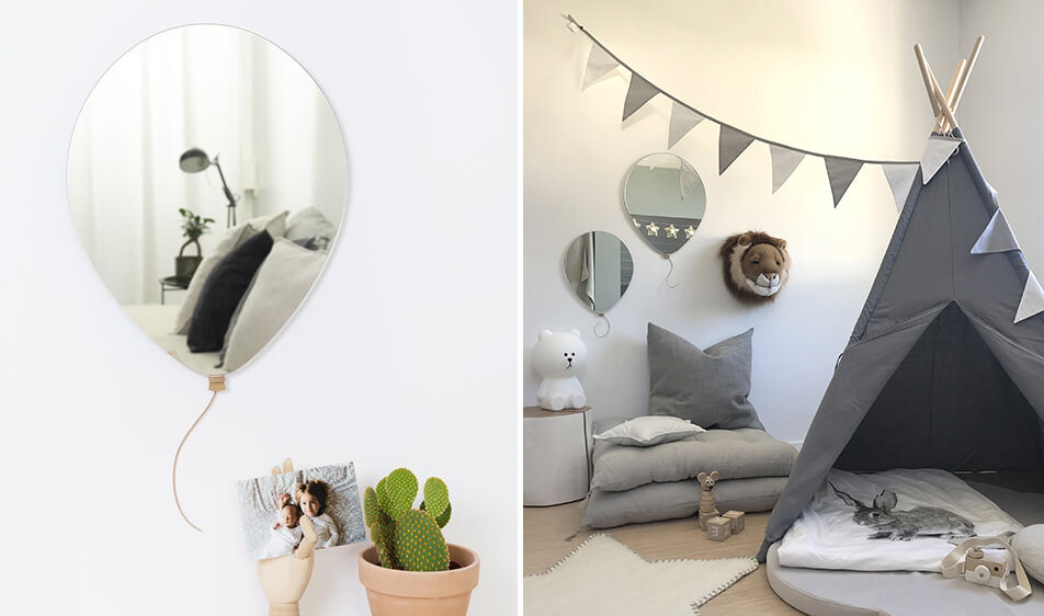 Balionų veidrodis - veidrodis vaikų kambariui
