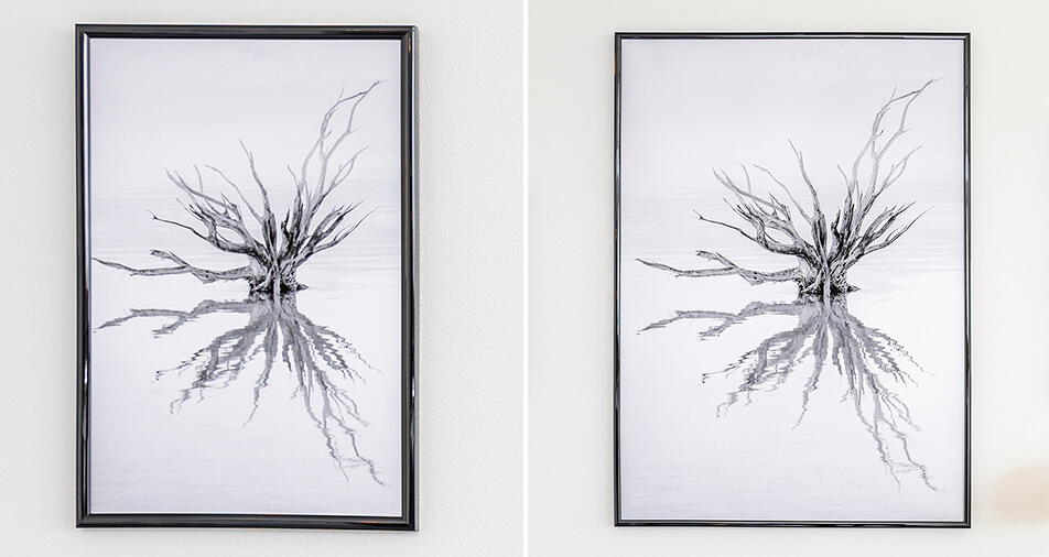 Du blizgūs juodi rėmai su juodai baltu motyvu