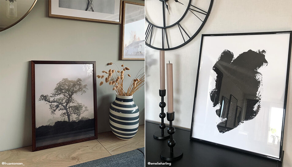 Stovintys paveikslai ant komodos svetainėje