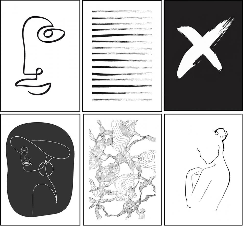 Grafiniai plakatai juodai balti