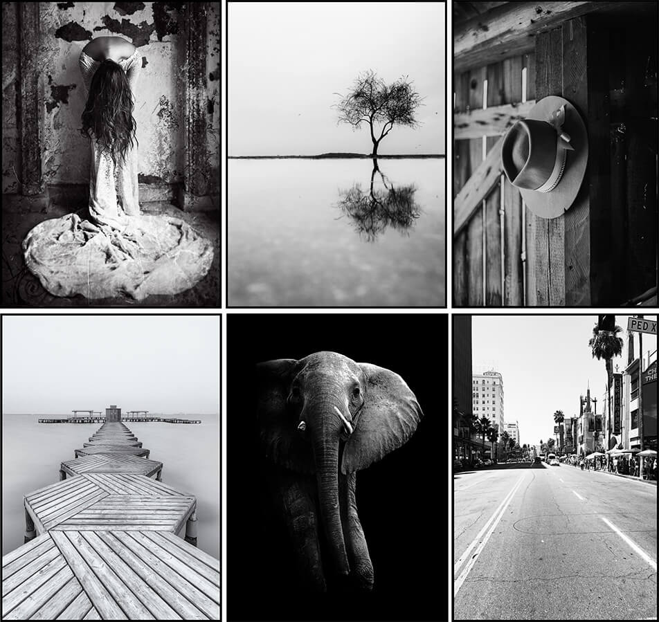 Plakatai su juodai baltomis nuotraukomis