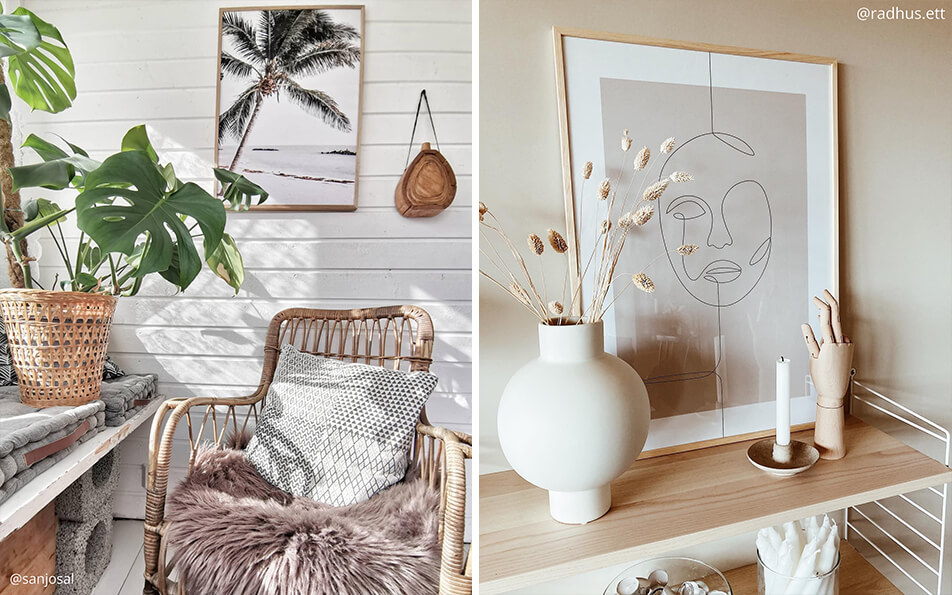 Plakatai ir rėmai - natūralus interjeras