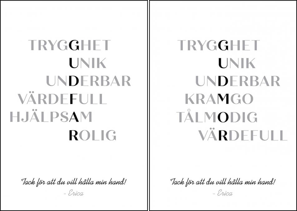 Dovana krikšto motinai ar tėvui - asmeniniai plakatai